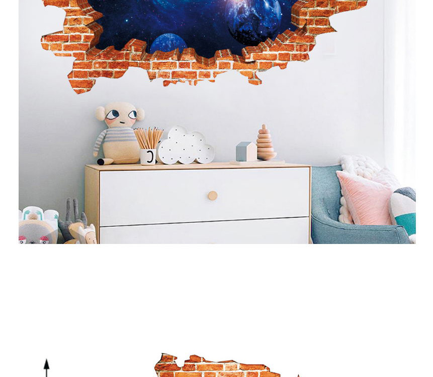 Fashion Milky Way 3d Broken Wall Milky Way Starry Sky Planet Bedroom Children S Room Stereo Wall Stickers,Household goods