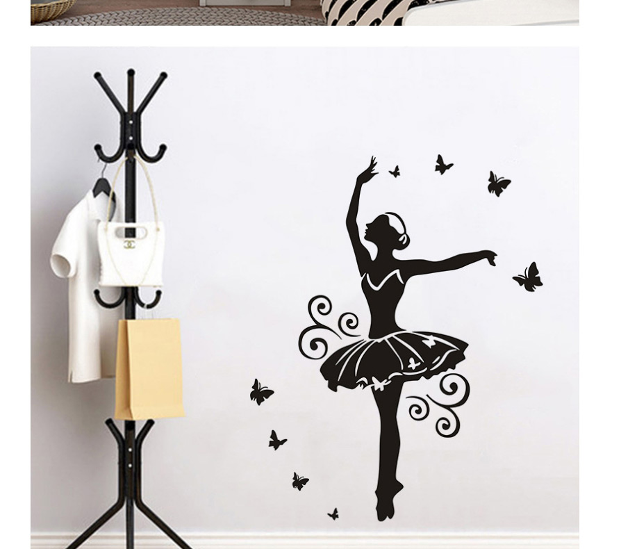 Fashion Black 35*57cm Ballet Girl Yoga Gymnastics Removable Wall Sticker,Home Decor