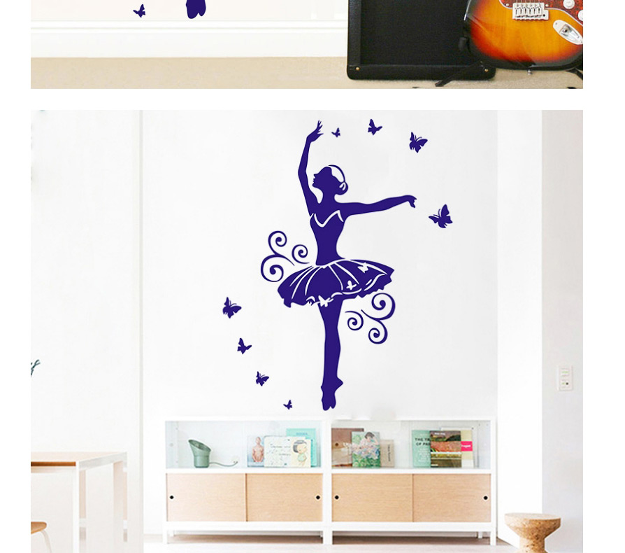 Fashion Purple 35*57cm Ballet Girl Yoga Gymnastics Removable Wall Sticker,Home Decor