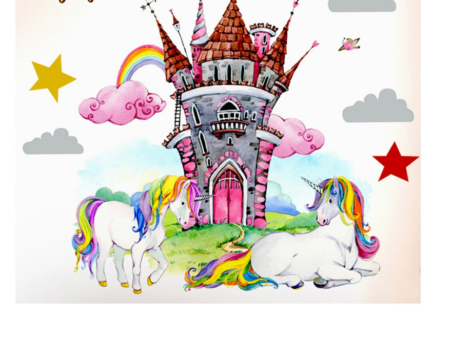 Fashion 40*80cmx2 Pieces In Bag Packaging Unicorn Castle Living Room Bedroom Children S Room Wall Sticker,Home Decor
