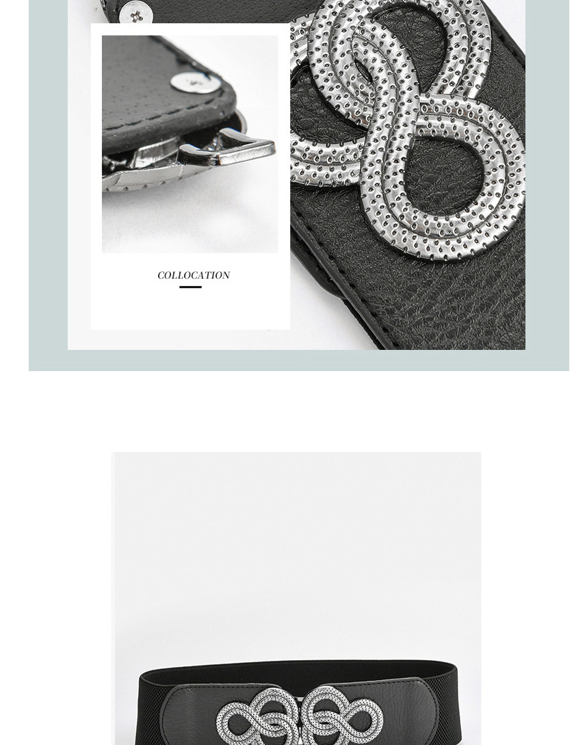 Fashion Black-gun Buckle Elastic Elastic Geometric Alloy Wide Belt,Wide belts