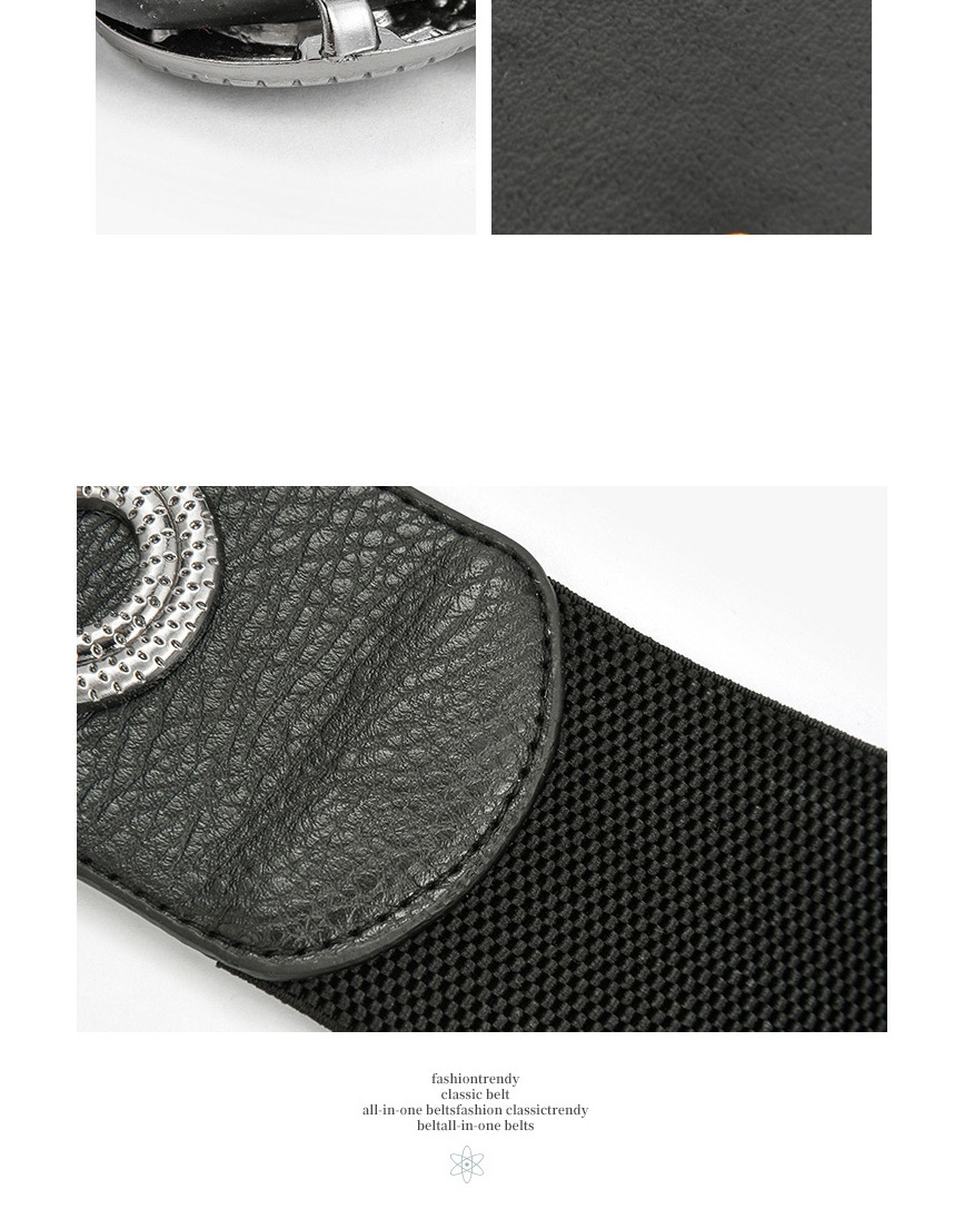 Fashion Black-gold Buckle Elastic Elastic Geometric Alloy Wide Belt,Wide belts