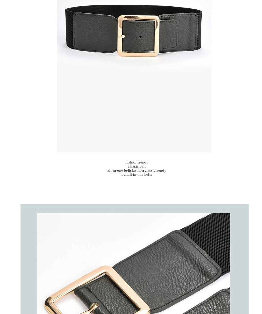 Fashion Black-gun Buckle Alloy Wide Belt With Elastic Elastic Belt Buckle,Wide belts