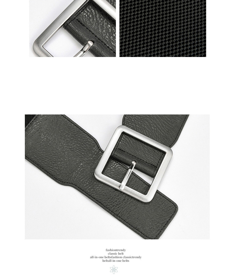 Fashion Black-gun Buckle Alloy Wide Belt With Elastic Elastic Belt Buckle,Wide belts