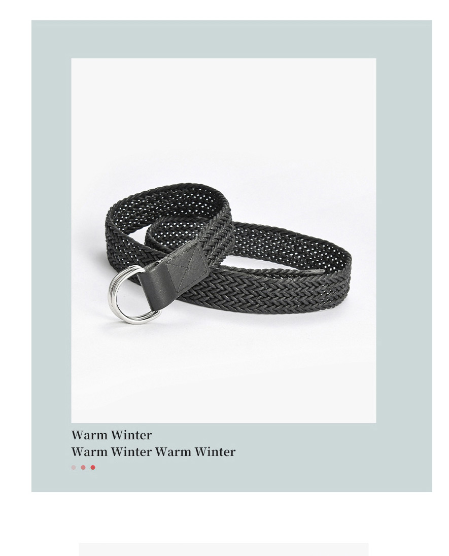 Fashion Black Double Loop Buckle Wax Rope Braided Alloy Belt,Wide belts