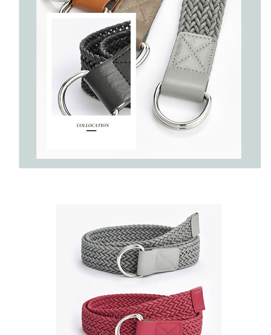 Fashion Beige Double Loop Buckle Wax Rope Braided Alloy Belt,Wide belts