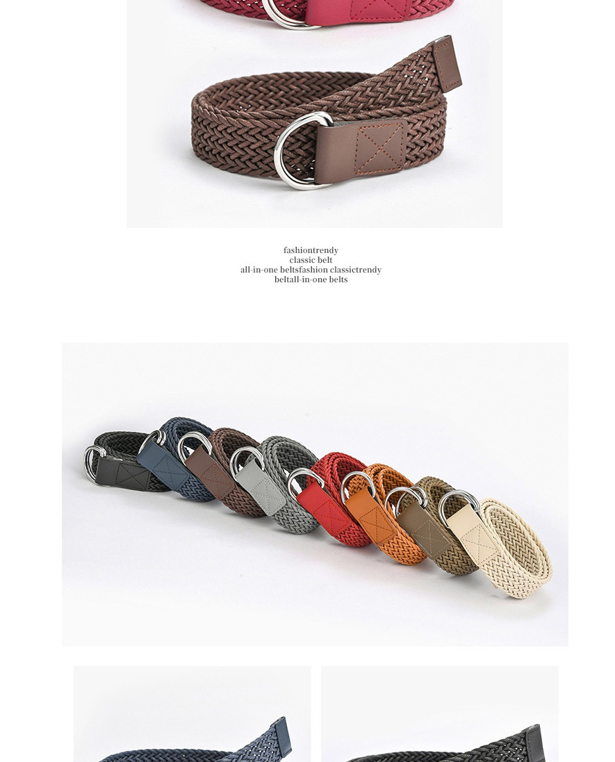 Fashion Red Double Loop Buckle Wax Rope Braided Alloy Belt,Wide belts