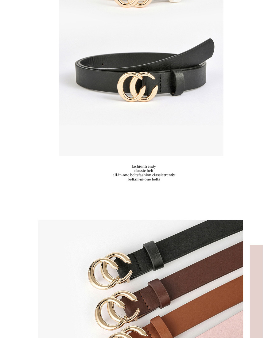 Fashion Brown Double C Letter Alloy Belt,Wide belts