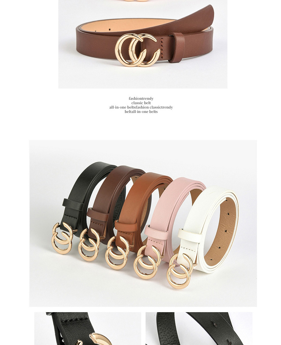 Fashion Brown Double C Letter Alloy Belt,Wide belts