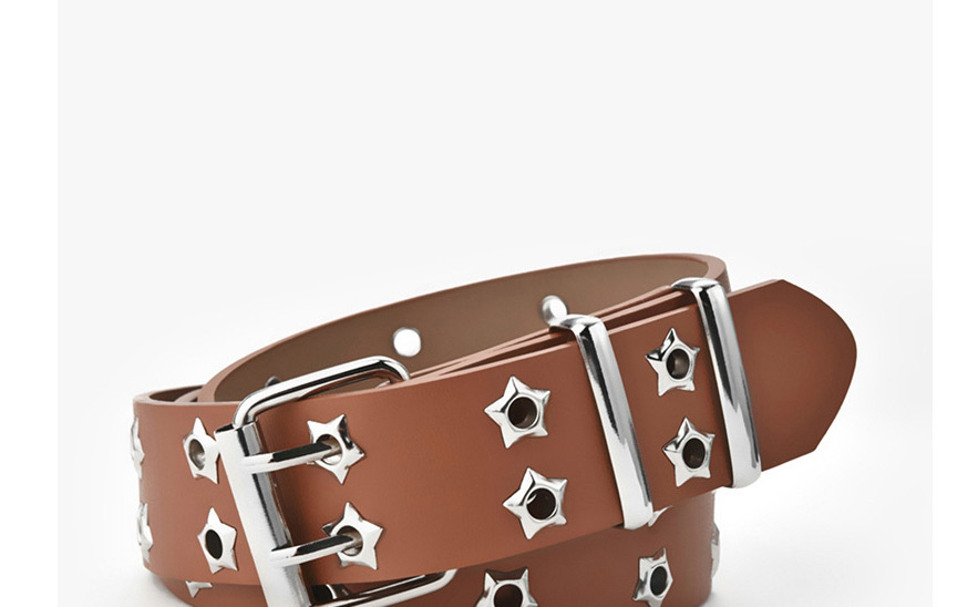 Fashion Brown Double-row Wide Belt With Stars And Eyes,Wide belts