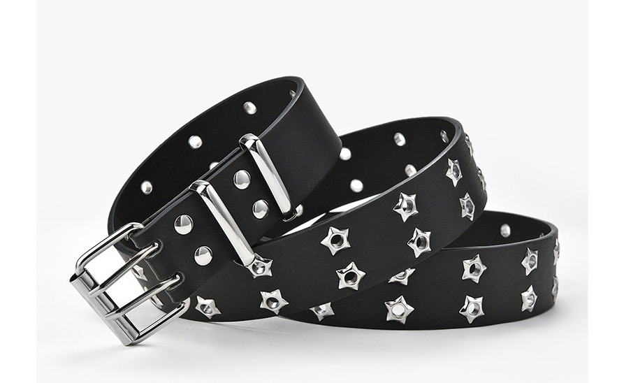 Fashion Black Double-row Wide Belt With Stars And Eyes,Wide belts