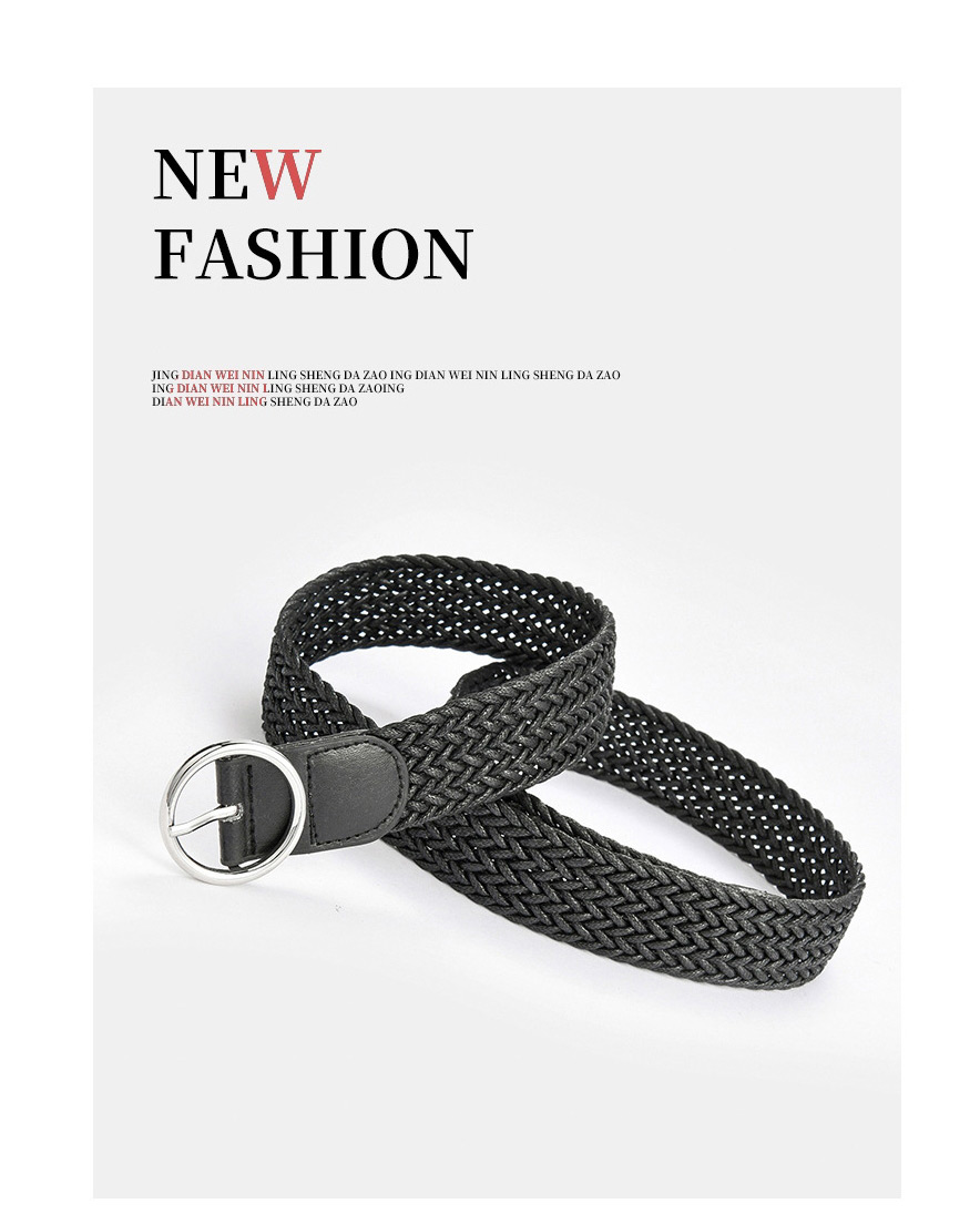 Fashion Beige Round Buckle Twisted Wax Rope Braided Belt,Wide belts