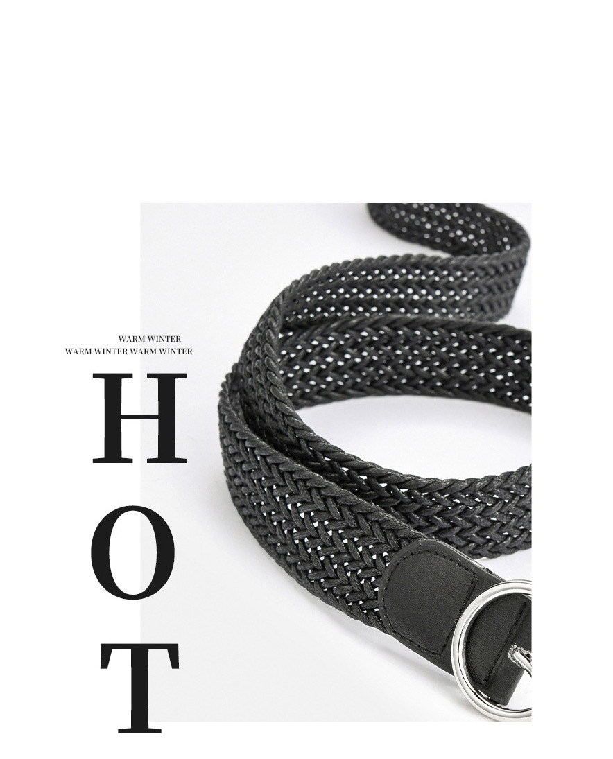 Fashion Gray Round Buckle Twisted Wax Rope Braided Belt,Wide belts