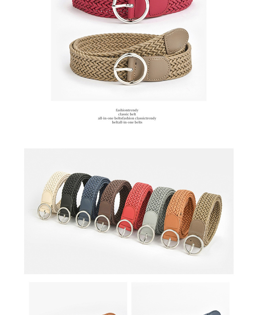 Fashion Zhangqing Round Buckle Twisted Wax Rope Braided Belt,Wide belts
