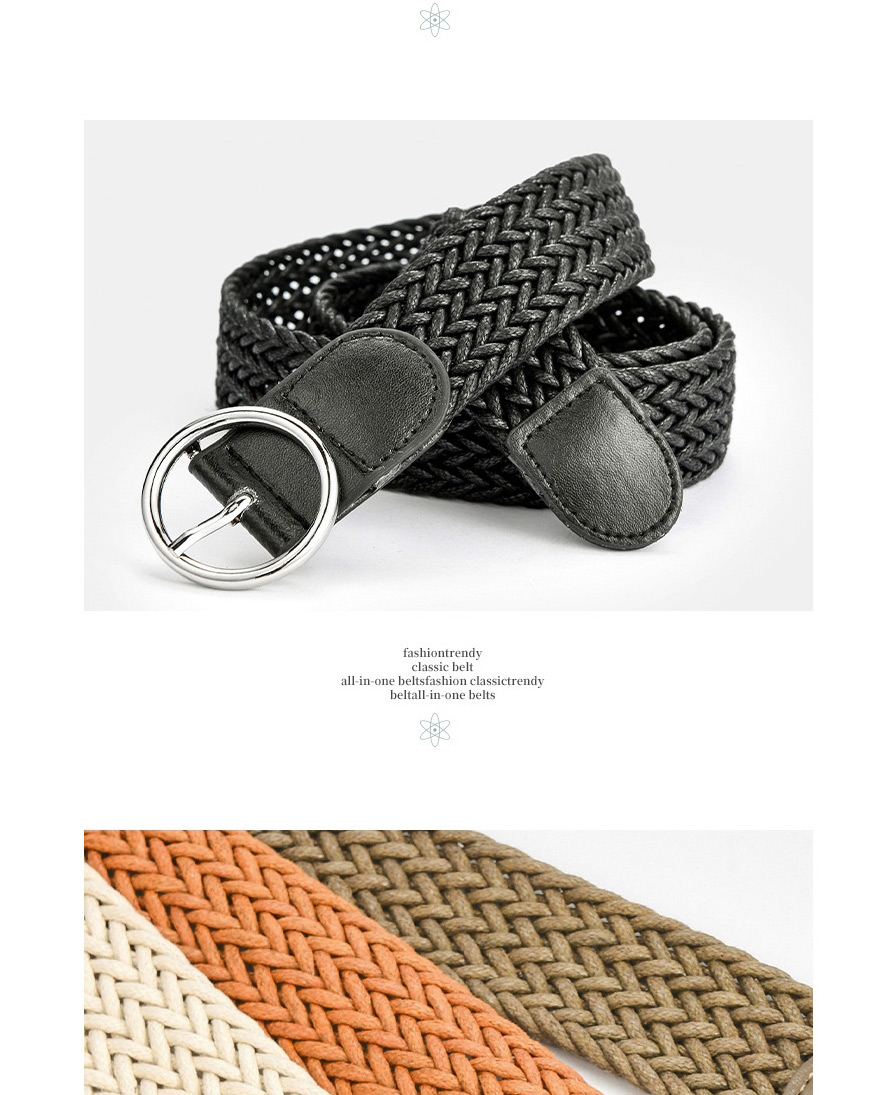 Fashion Khaki Round Buckle Twisted Wax Rope Braided Belt,Wide belts