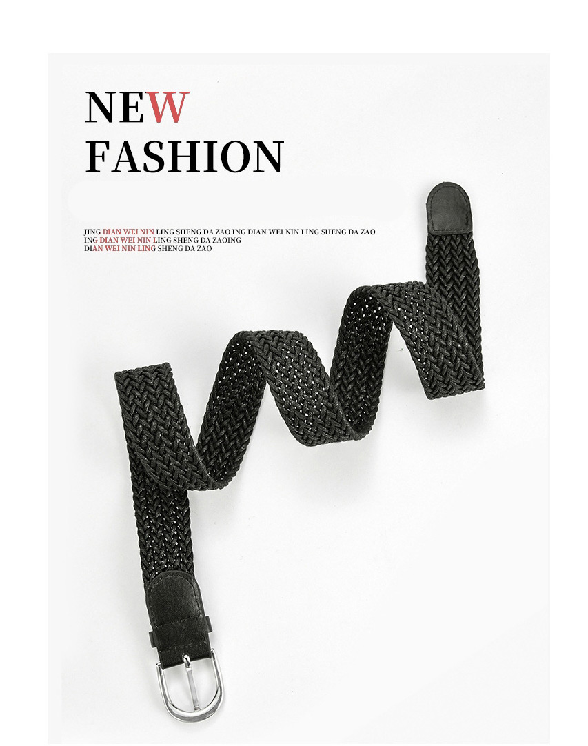 Fashion Black Alloy Belt With Twist Wax Rope Pin Buckle,Wide belts