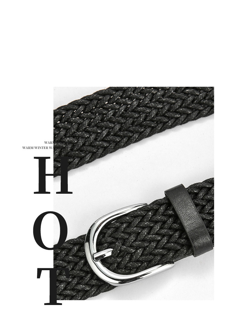 Fashion Beige Alloy Belt With Twist Wax Rope Pin Buckle,Wide belts