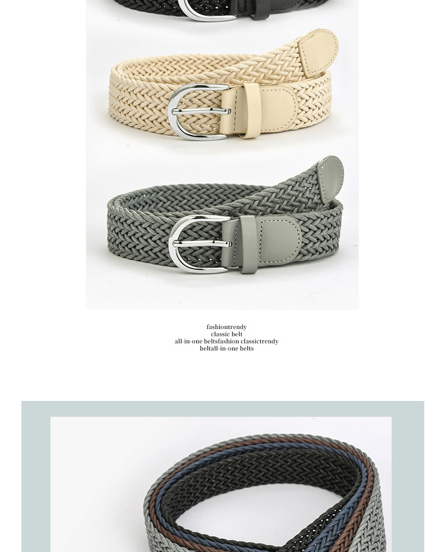 Fashion Beige Alloy Belt With Twist Wax Rope Pin Buckle,Wide belts
