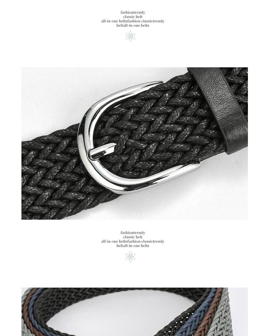 Fashion Gray Alloy Belt With Twist Wax Rope Pin Buckle,Wide belts