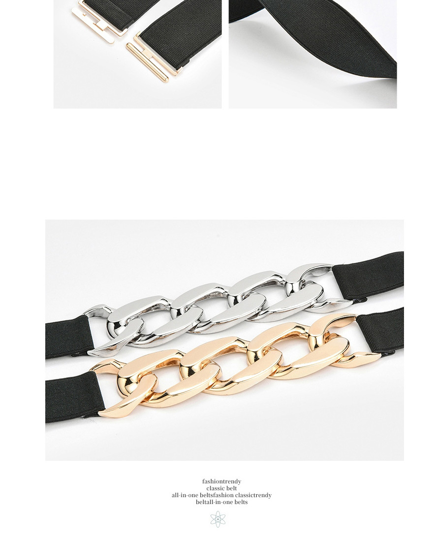 Fashion Black-silver Buckle Stretch Elastic Chain Stitching Slim Slim Belt,Thin belts