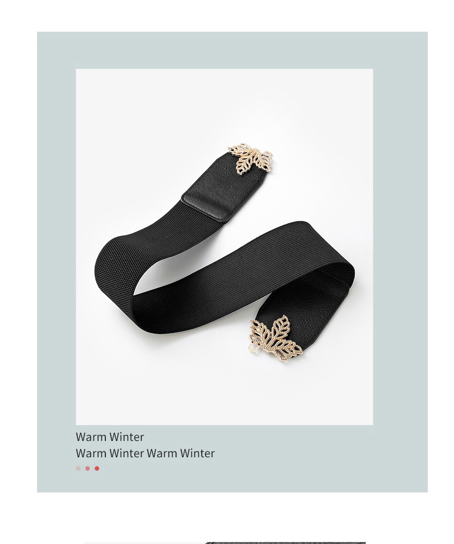 Fashion Black-gun Buckle Maple Leaf Elastic Belt,Wide belts