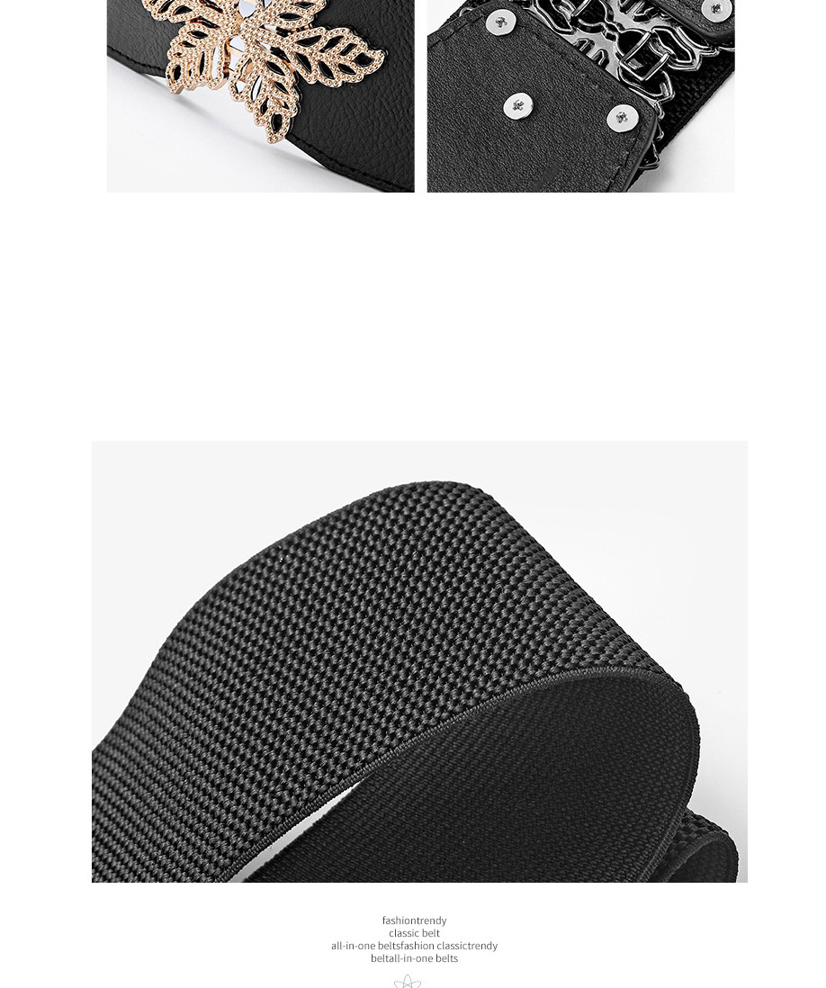 Fashion Black-gun Buckle Maple Leaf Elastic Belt,Wide belts