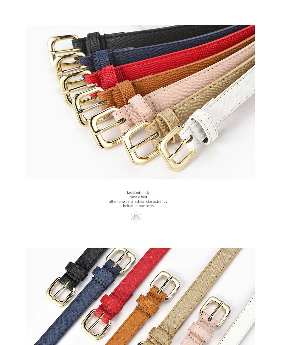 Fashion Zhangqing Thin Belt With Gold Buckle Toothpick Pattern Pin Buckle,Thin belts