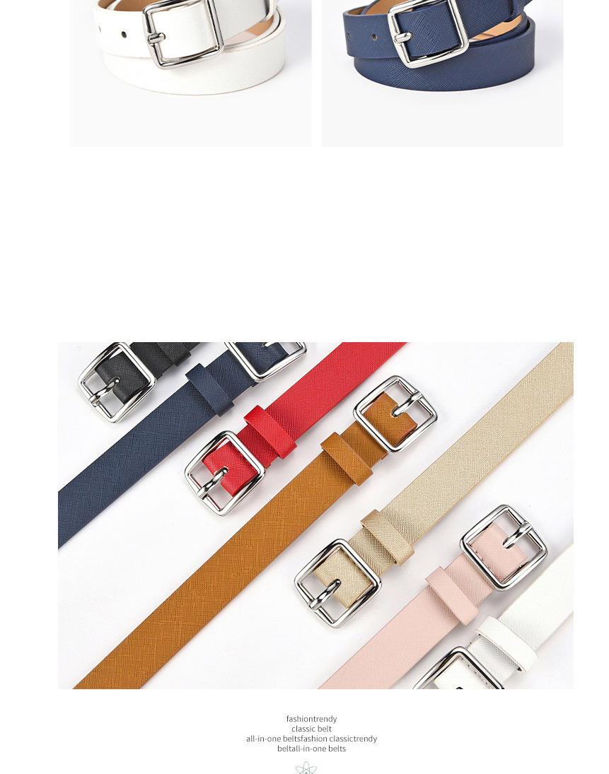 Fashion Navy Alloy Belt With Japanese Buckle Toothpick Pattern,Wide belts