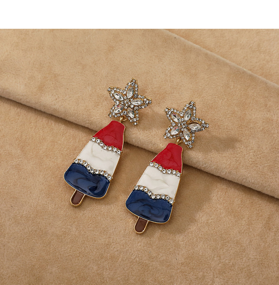 Fashion Gold Color Alloy Diamond Five-pointed Star Ice Cream Stud Earrings,Drop Earrings