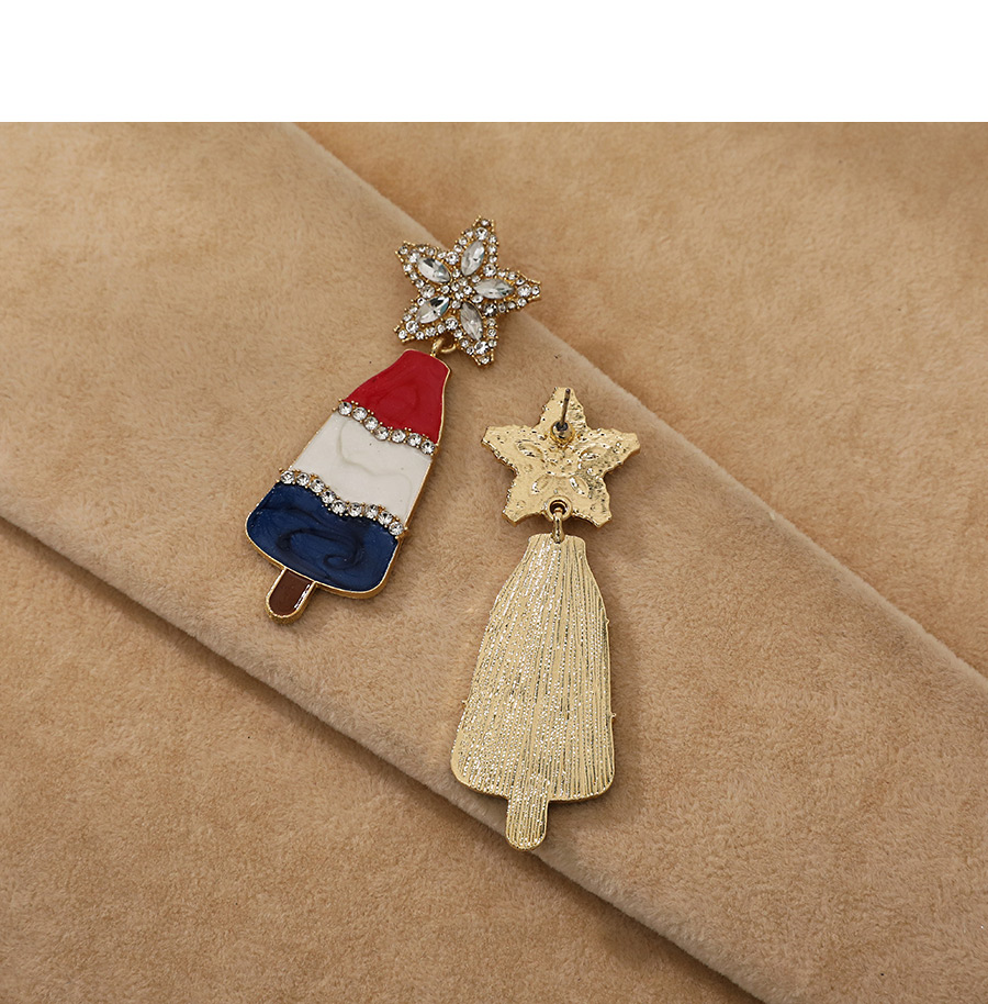 Fashion Gold Color Alloy Diamond Five-pointed Star Ice Cream Stud Earrings,Drop Earrings