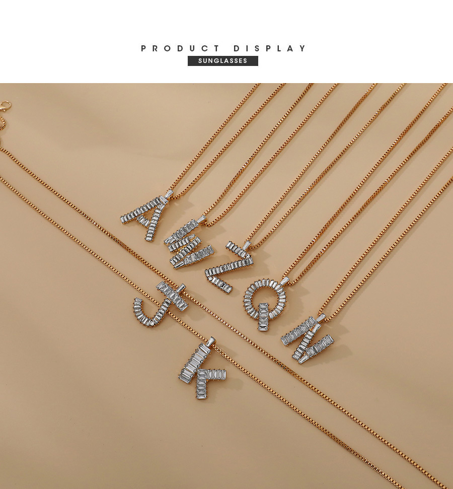 Fashion C Alloy Diamond Letter Necklace,Chains