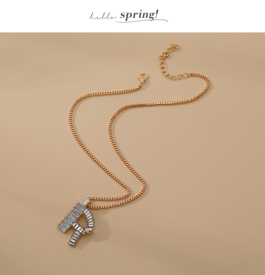 Fashion L Alloy Diamond Letter Necklace,Chains
