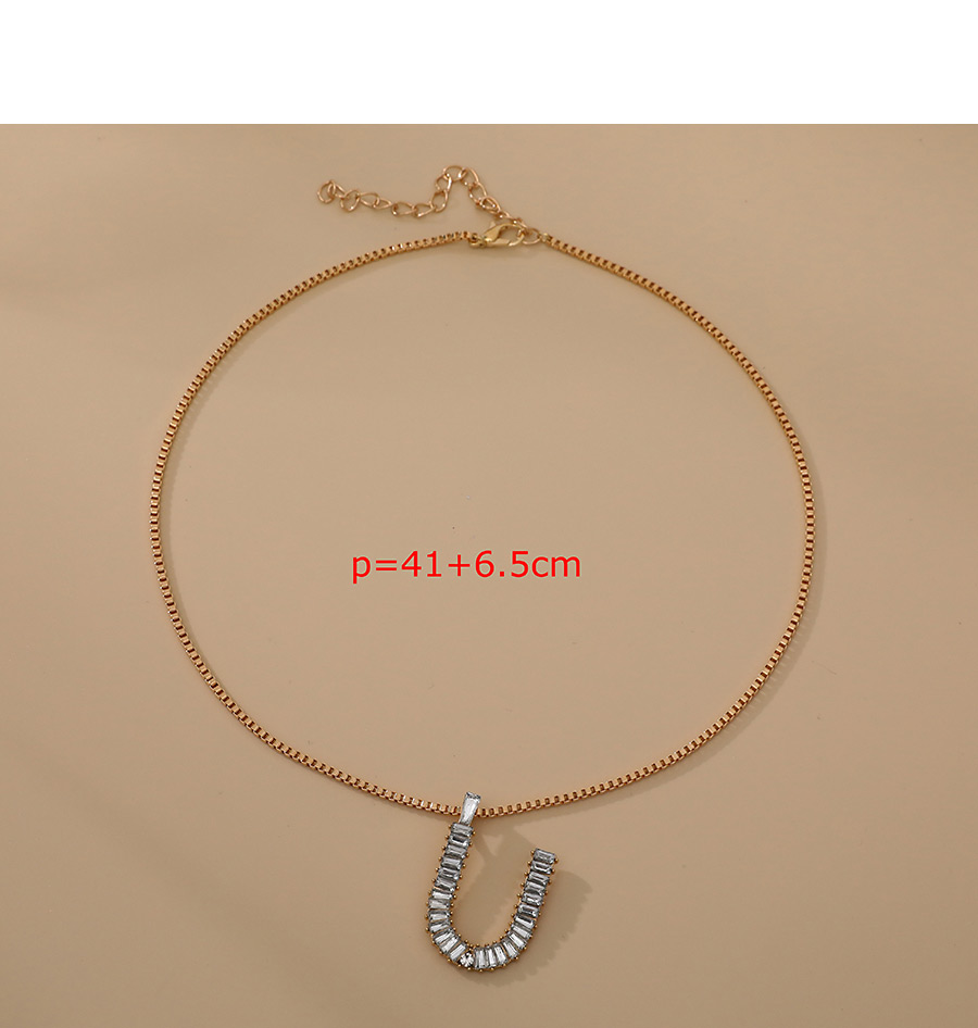 Fashion M Alloy Diamond Letter Necklace,Chains