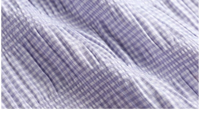 Fashion Purple Check Print Lapel Single-breasted Shirt,Hair Crown