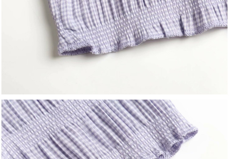 Fashion Purple Check Print Lapel Single-breasted Shirt,Hair Crown