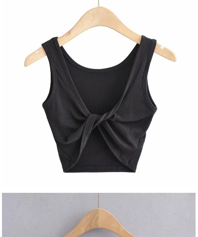 Fashion Black Solid Color Knot Slim-fit Tank Top,Hair Crown