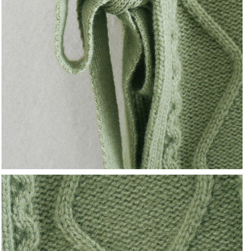 Fashion Green Solid Color Eight-strand Thick Stitch High Neck Waistcoat Sweater,Sweater