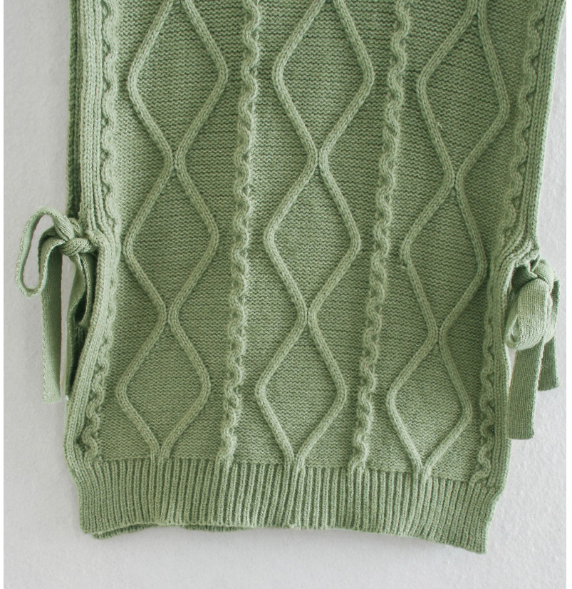 Fashion Green Solid Color Eight-strand Thick Stitch High Neck Waistcoat Sweater,Sweater
