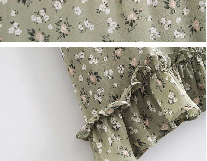 Fashion Printing Floral Flared Sleeve Print Ruffled Dress,Mini & Short Dresses