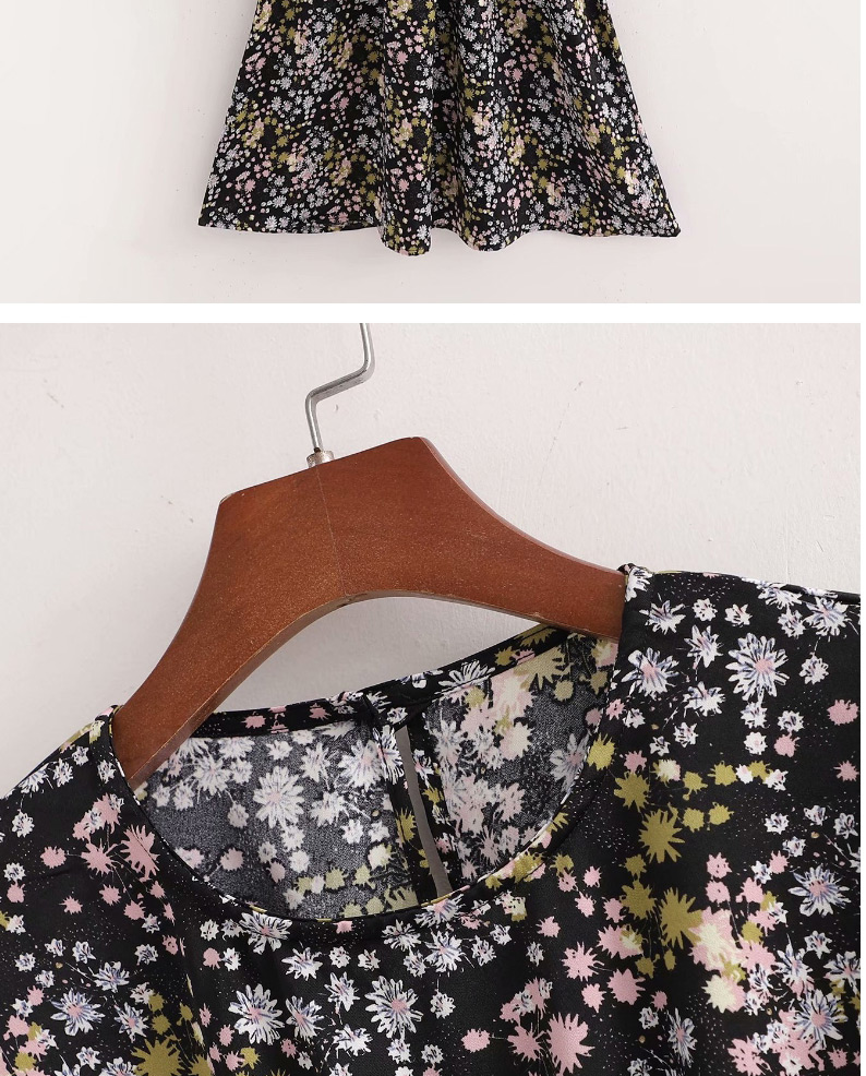 Fashion Printing Flower Print Waist Long Sleeve Dress,Long Dress