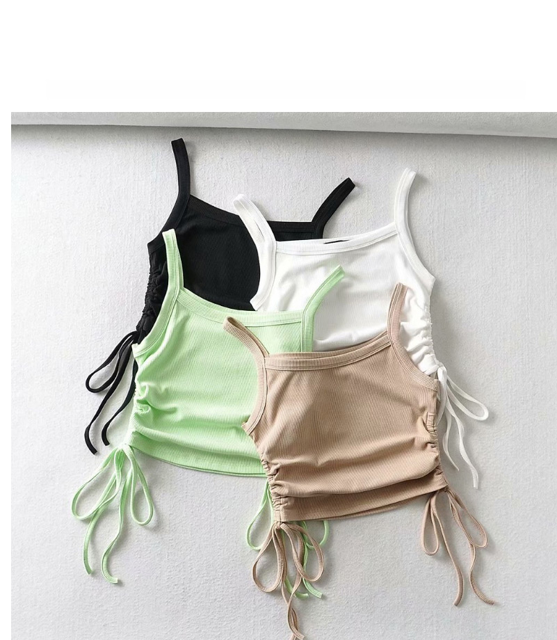 Fashion Green Solid Color Side Drawstring Camisole,Tank Tops & Camis