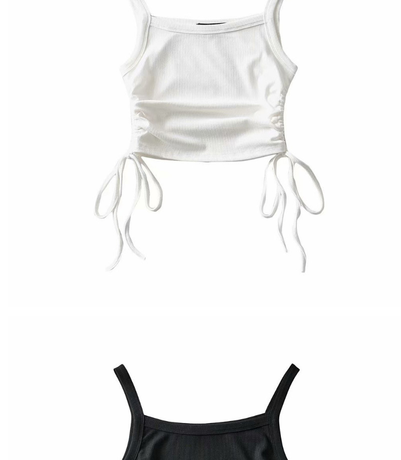 Fashion White Solid Color Side Drawstring Camisole,Tank Tops & Camis
