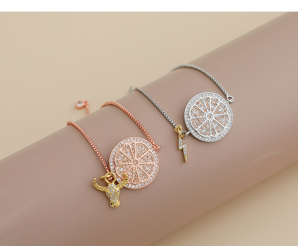 Fashion Rose Gold Copper Inlaid Zircon Flower Lightning Bracelet,Bracelets
