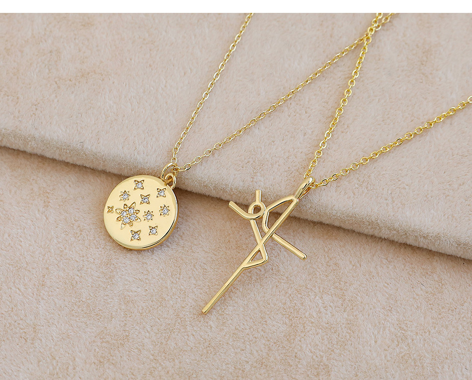 Fashion Golden Copper Inlaid Zircon Geometric Necklace,Necklaces
