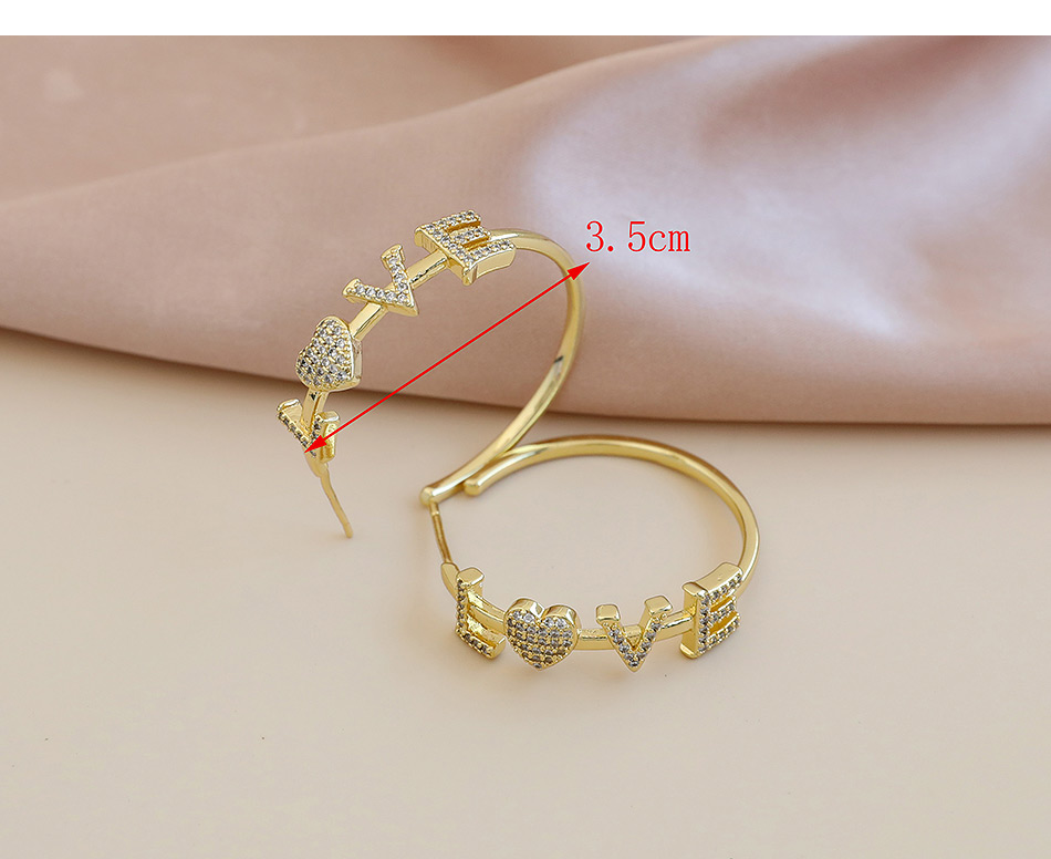 Fashion Golden Copper Inlaid Zircon Letter Love Earrings,Earrings
