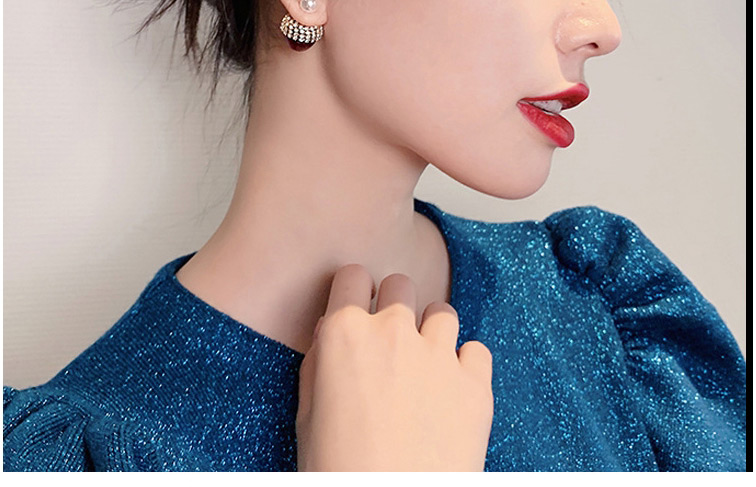 Fashion Red Cherries Diamonds And Pearl Alloy Earrings,Stud Earrings