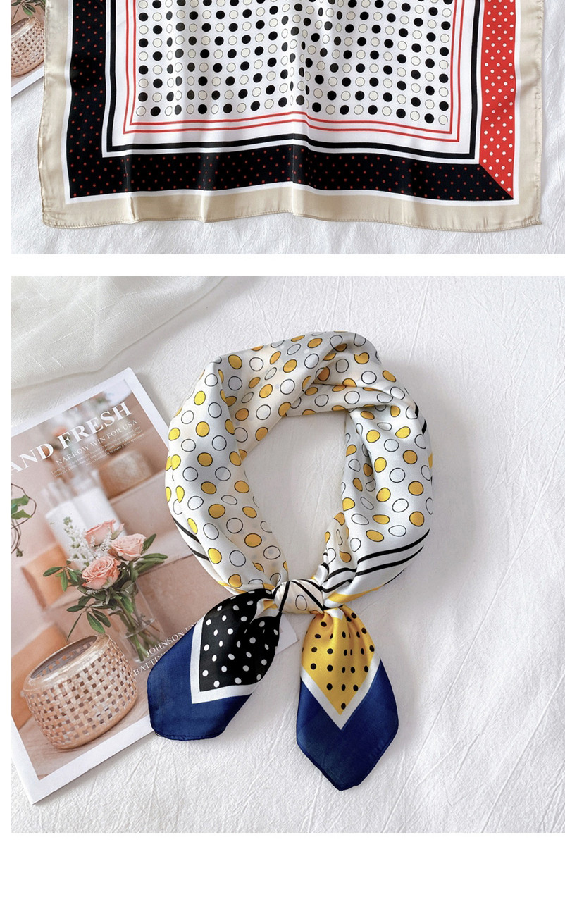 Fashion Forest Yellow Edge Striped Print Contrasting Geometric Small Square Scarf,Thin Scaves
