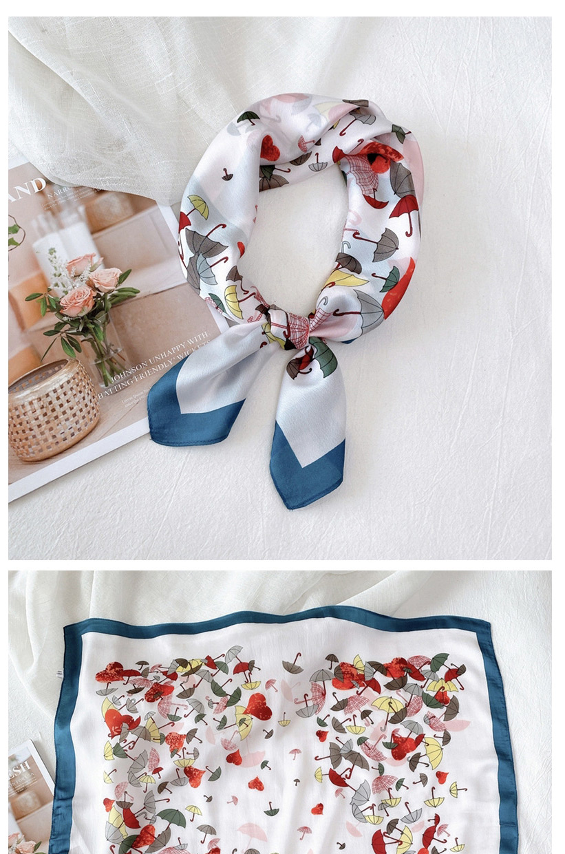 Fashion Tower Rose Powder Love Print Contrast Color Geometric Small Square Scarf,Thin Scaves
