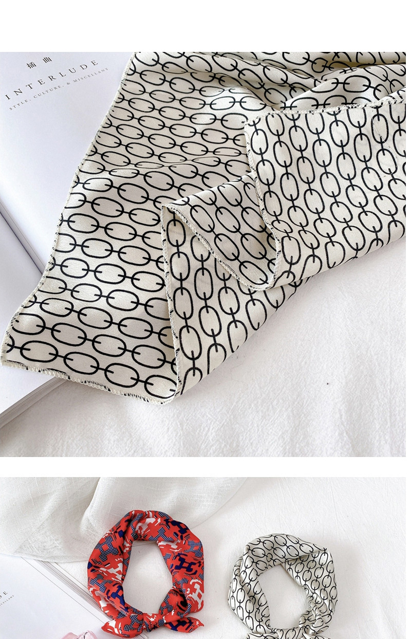 Fashion Oval Chain Rice Satin Geometric Print Small Square Scarf,Thin Scaves