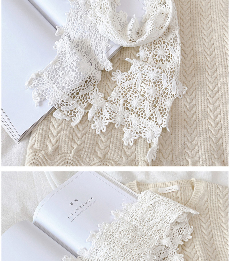 Fashion Flower Net White Cotton Openwork Long Scarf,Thin Scaves
